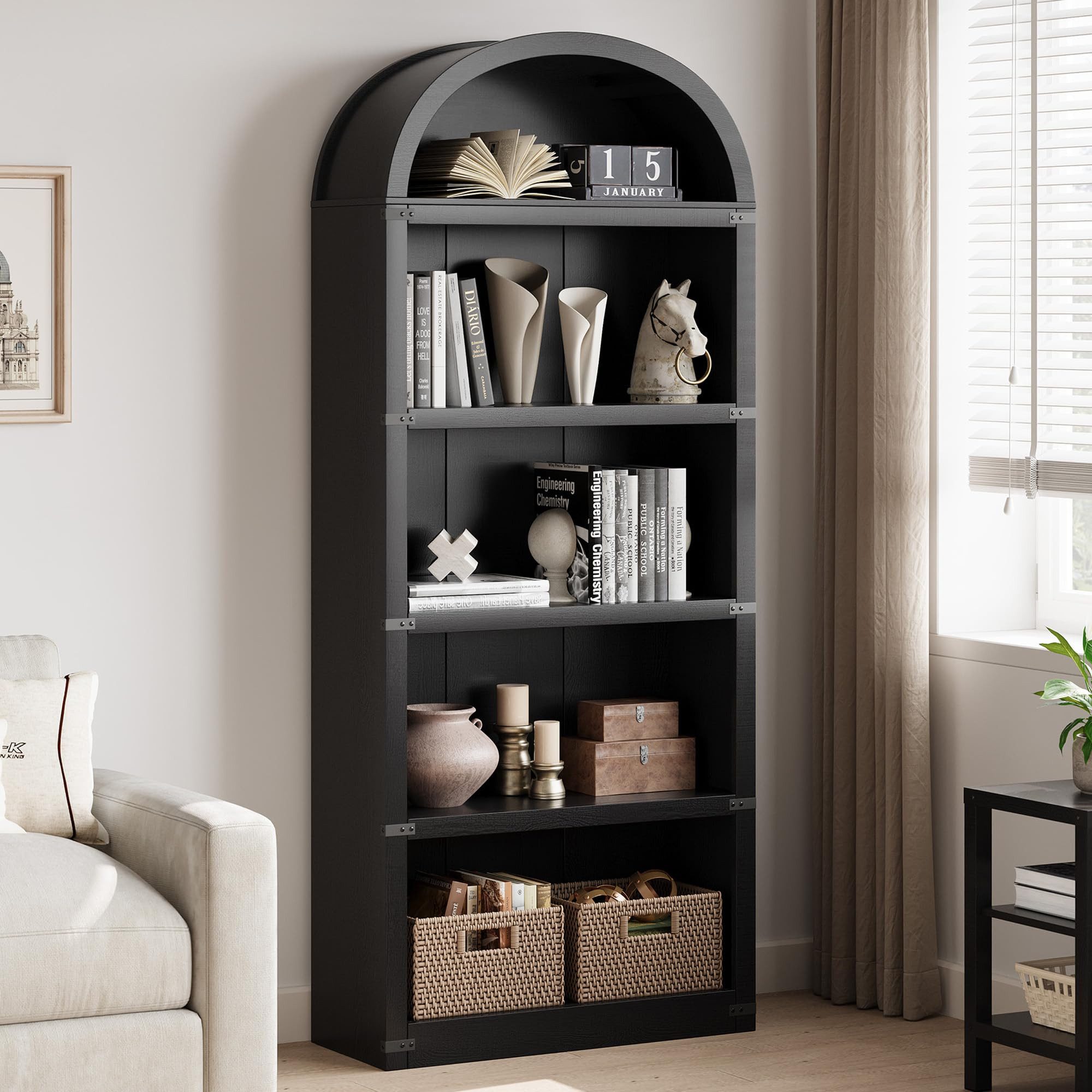 GarveeMore Bücherregal 5Regalböden Gewölbtes Bücherregal 180CM günstig online kaufen