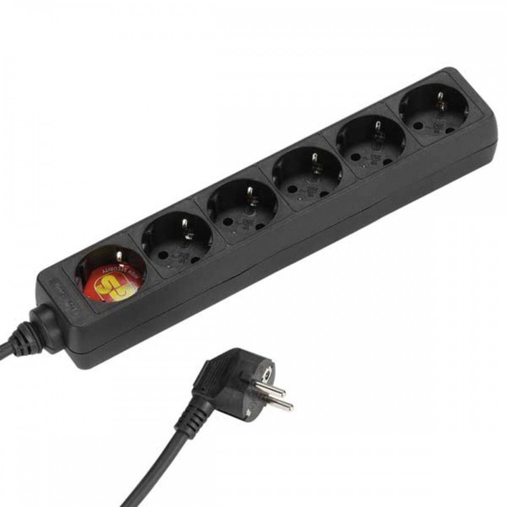 Vivanco VVELSTR6SCHKP 6-fach Steckdosenleiste Schwarz Haushalt & Büro Steckdosenleiste (6 Steckdosen mit Schutzkontakt, robustes Gehäuse, geeignet für Haushalt und Büro, 6 Steckdosen mit Schutzkontakt, Kabellänge 1.4 m), 6 Steckdosen mit Schutzkontakt