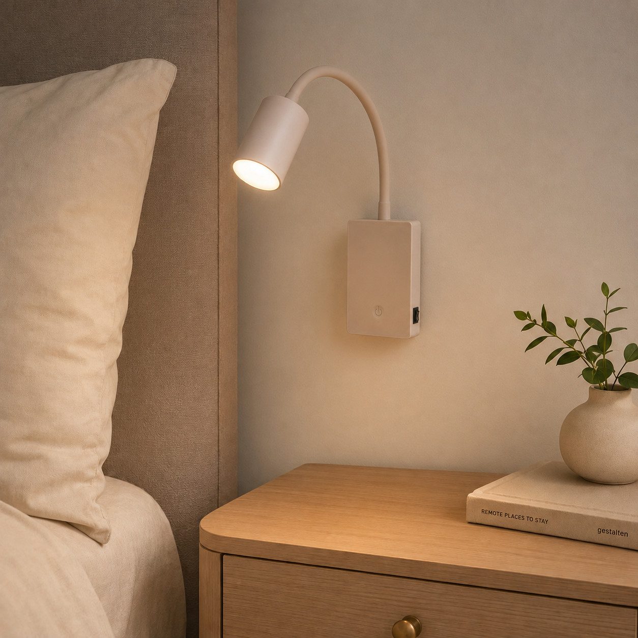 Briloner Leuchten LED Nachttischlampe Wandlampe kabellos Leselampe Akku Touch Dimmbar USB-C Schlafzimmer, LED fest integriert, 3000K, 7x51x4,5 cm, Schlafzimmer, Kinderzimmer