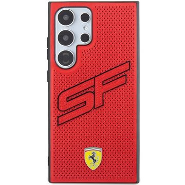 Ferrari Handyhülle Case Galaxy S24 Ultra Kunstleder rot Logo Metall 6,8 Zoll, Kantenschutz