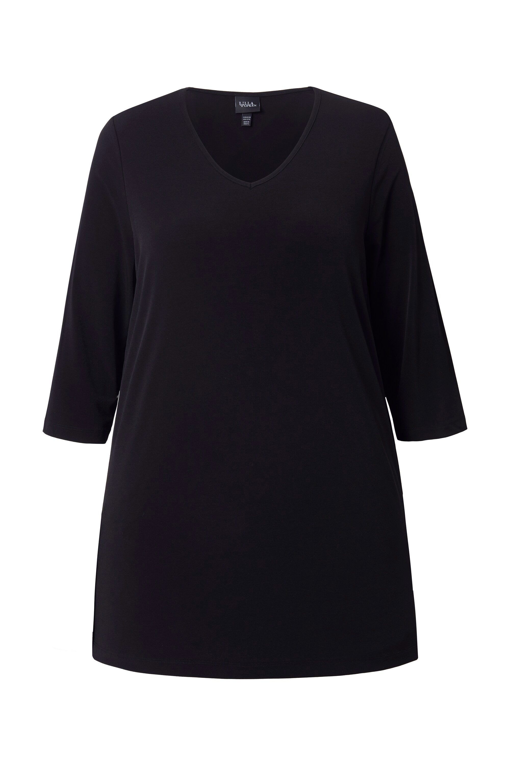 Ulla Popken Longshirt Longshirt A-Linie V-Ausschnitt 3/4-Arm