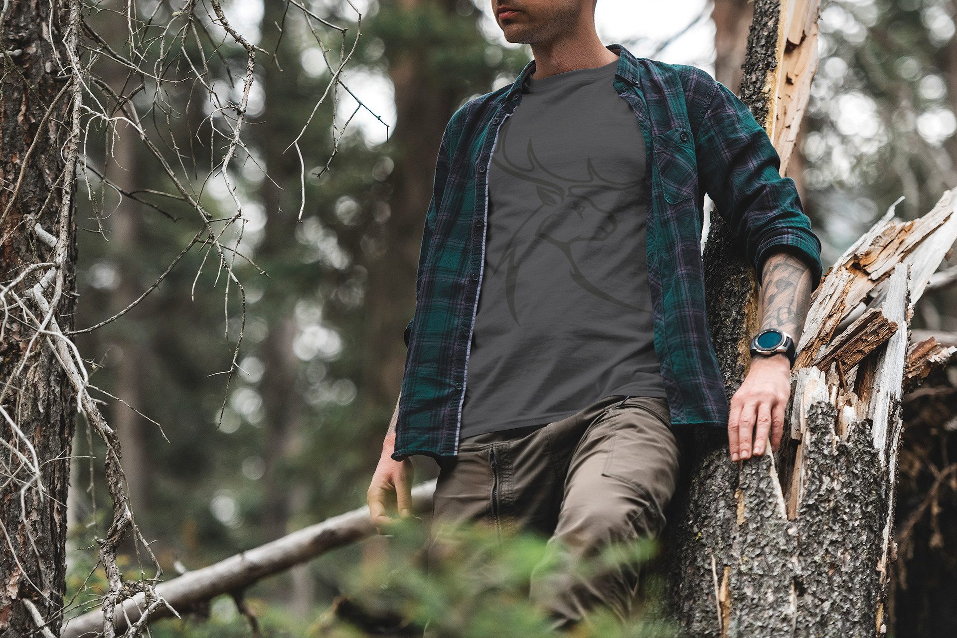 Baddery Print-Shirt "Hirschbock" - Jäger T-Shirt günstig online kaufen