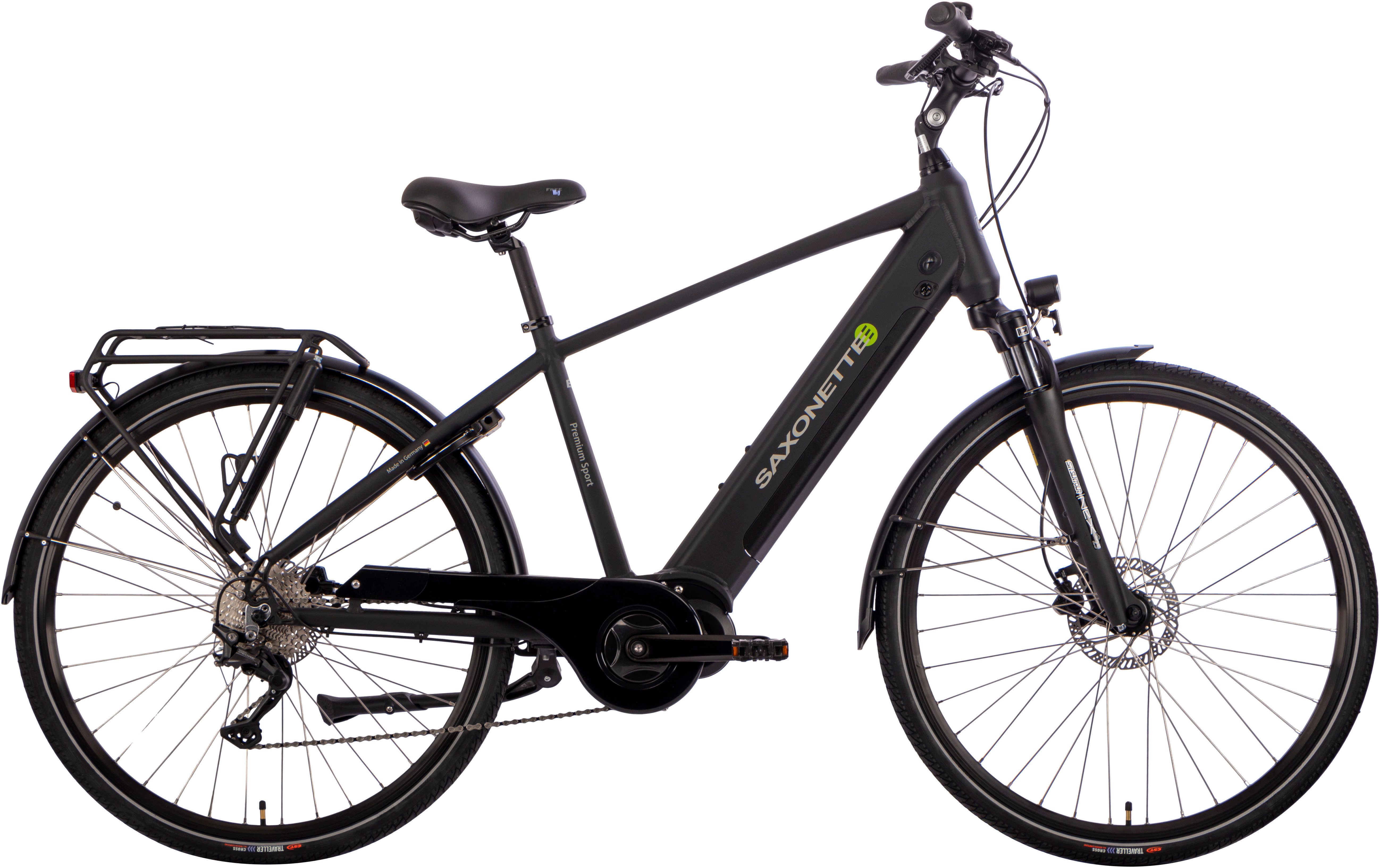 SAXONETTE E-Bike Trekkingrad Premium Sport (Diamant), 10 Gang, Kettenschaltung, Mittelmotor, 522 Wh, Pedelec, Elektrofahrrad für Herren