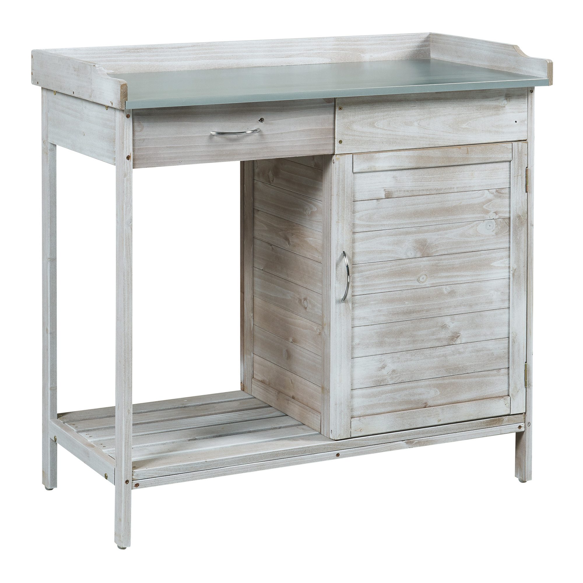 casa.pro Pflanztisch, »Aliano« verzinkte Arbeitsplatte 98x48x94 cm Tannenholz Grau