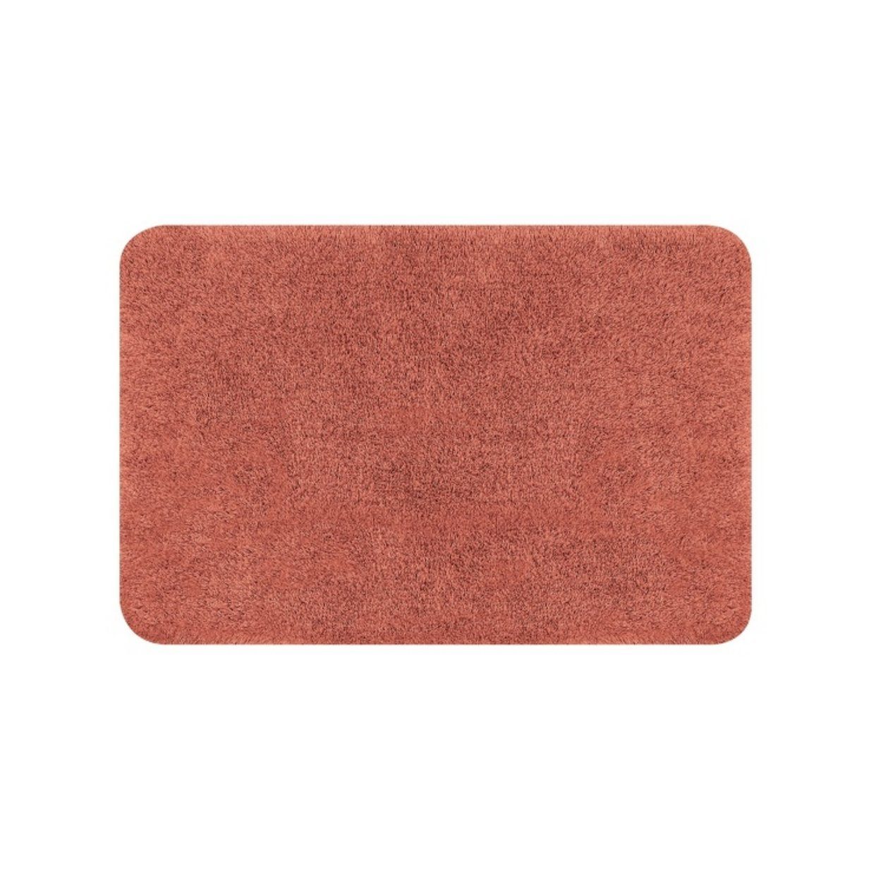 Badematte BREE, Höhe 30 mm, Rutschhemmende Unterseite aus Latex, fußbodenheizungsgeeignet, schnell trocknend, strapazierfähig, Acyrl, rechteckig, Badteppich Hochflor, 100% Acryl, Anti-Rutsch Beschichtung, für Fußbodenheizung geeignet, waschbar 40°, schnelltrocknend, 70 x 120 cm, terracotta rot