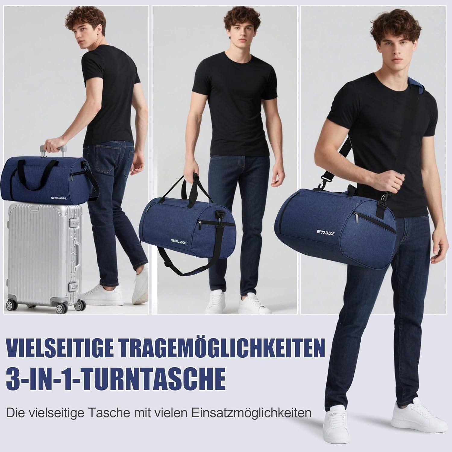 LuxusKollektion Sporttasche Sporttasche Damen Herren 25L Reisetasche Duffel Bag Navy Blau