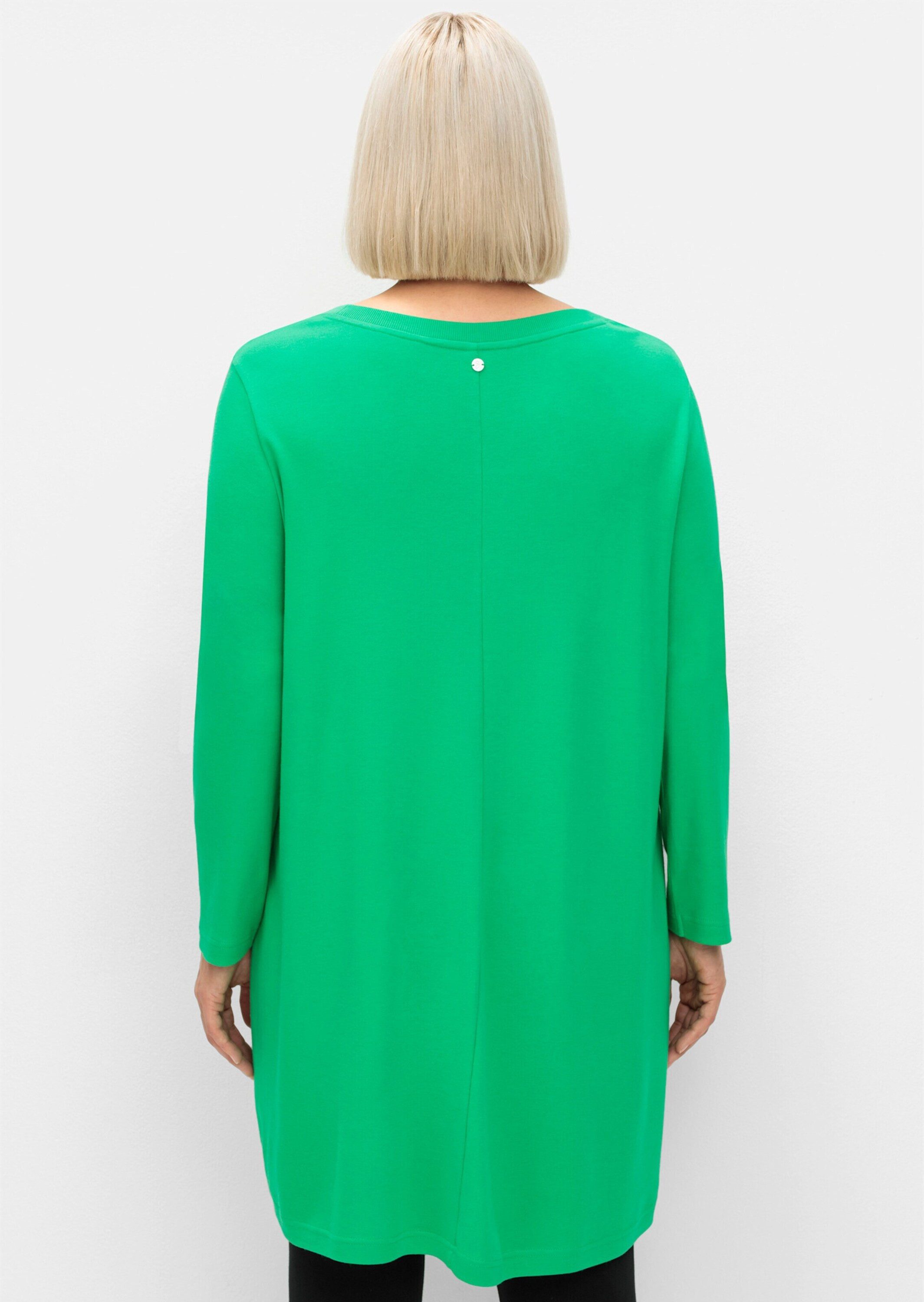 Sheego T-Shirt Longshirt Langarm in Wickeloptik, in leichter A-Linie günstig online kaufen