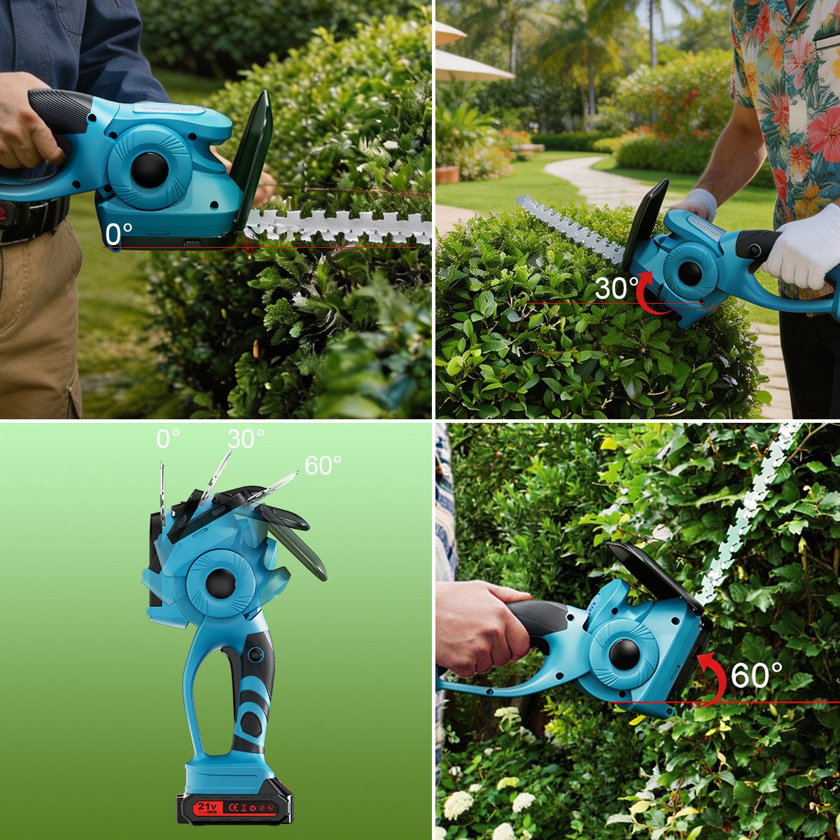 AeroAxis Akku-Heckenschere 2-in-1 Akku-Grasschere &Strauchschere mit 2000mah Batterien &Ladegerät, (Set), Gartengeräte, Astschere Grasschere für Hof, Garten und – Bild 5 von 5