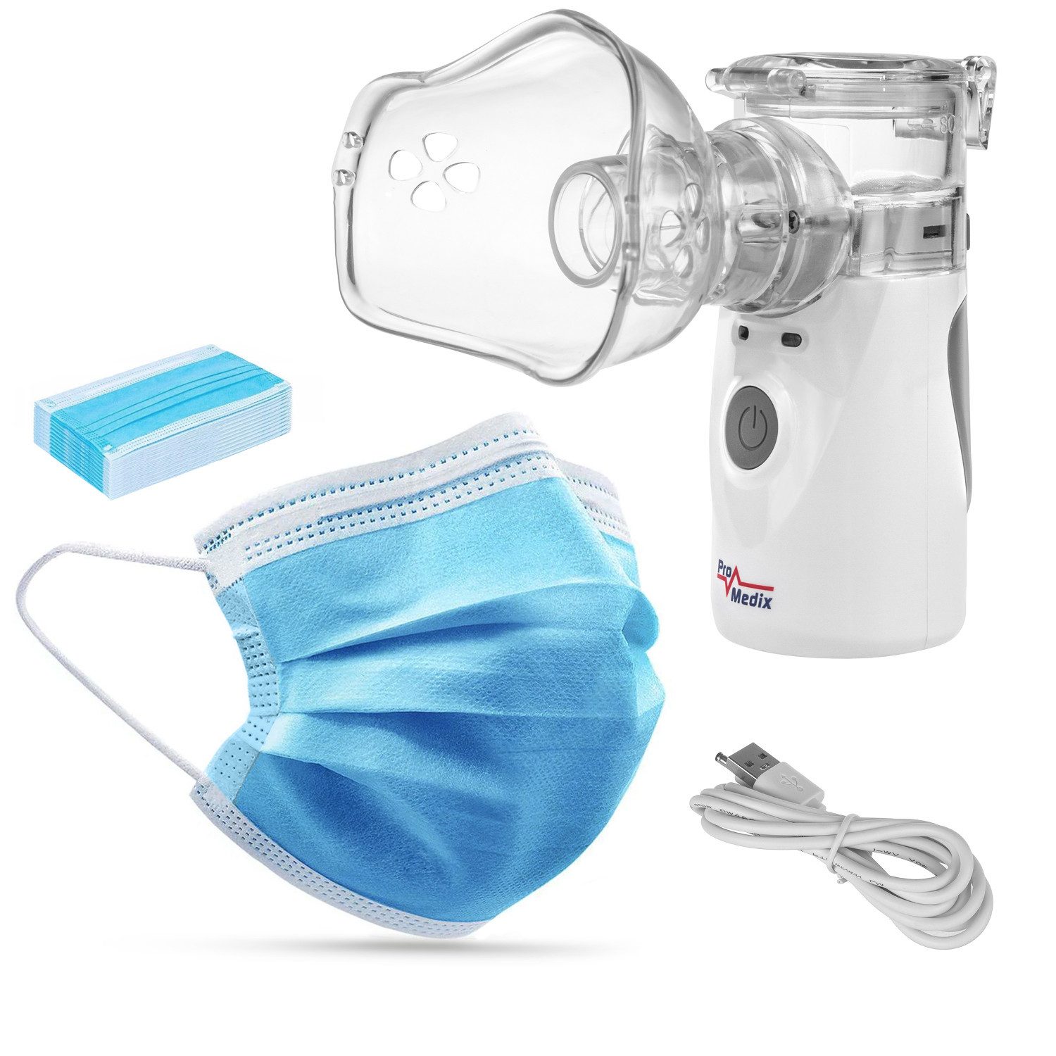 Promedix Inhalationsgerät PR-835+PR-280 Vernebler-Inhalator + 20x Masken