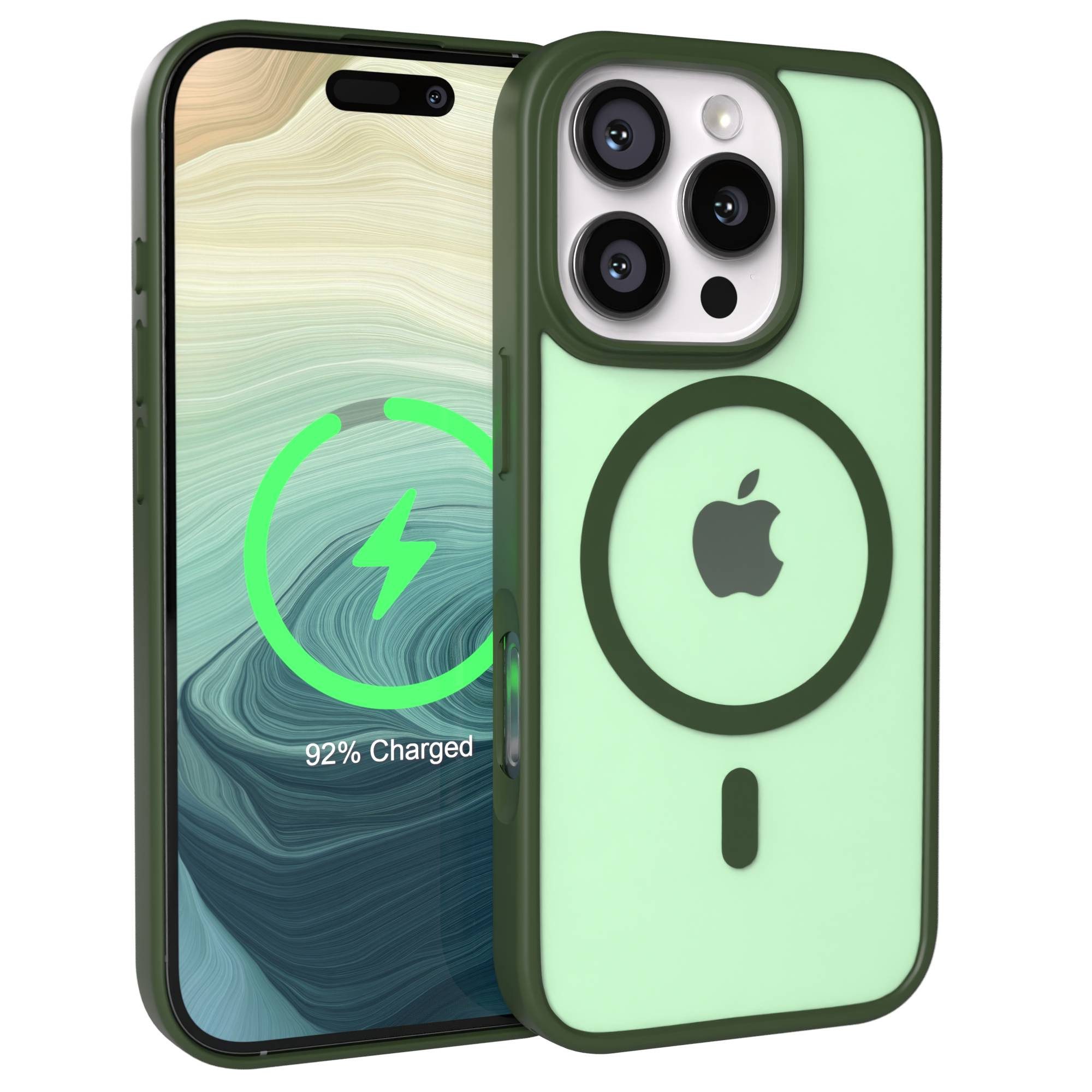 EAZY CASE Handyhülle Outdoor Case MagSafe für Apple iPhone 16 Pro 6,3 Zoll, Outdoor Handy Hülle Slim Cover MagSafe Etui Outdoorcase Dunkelgrün