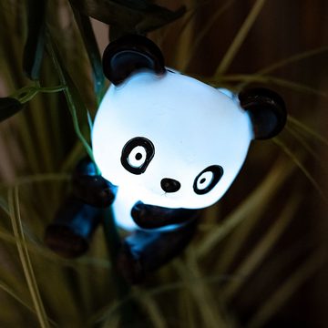 etc-shop LED Solarleuchte, LED-Leuchtmittel fest verbaut, Warmweiß, LED Solar Steck Leuchte Panda Bär Garten Deko Erdspieß Blätter