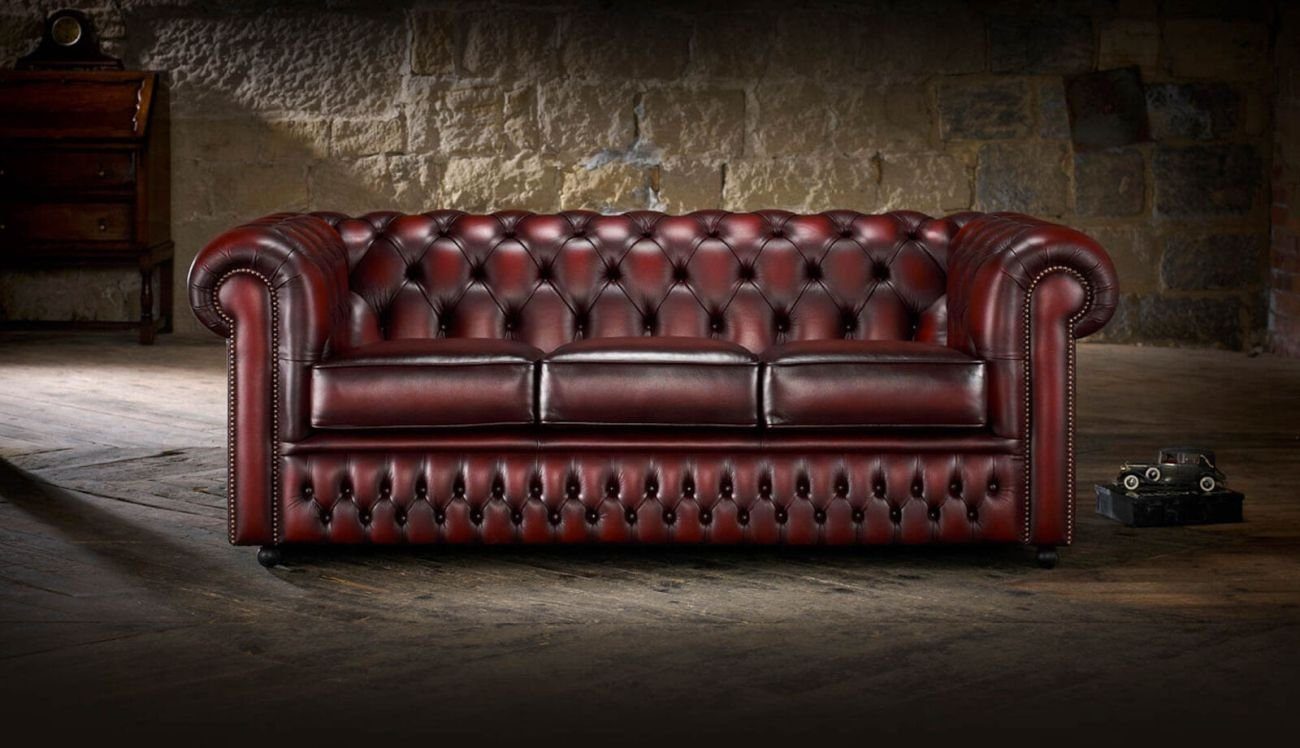 JVmoebel Chesterfield-Sofa Chesterfield Design Polster Couch Leder Sofa Garnitur Luxus #137, Made in Europa