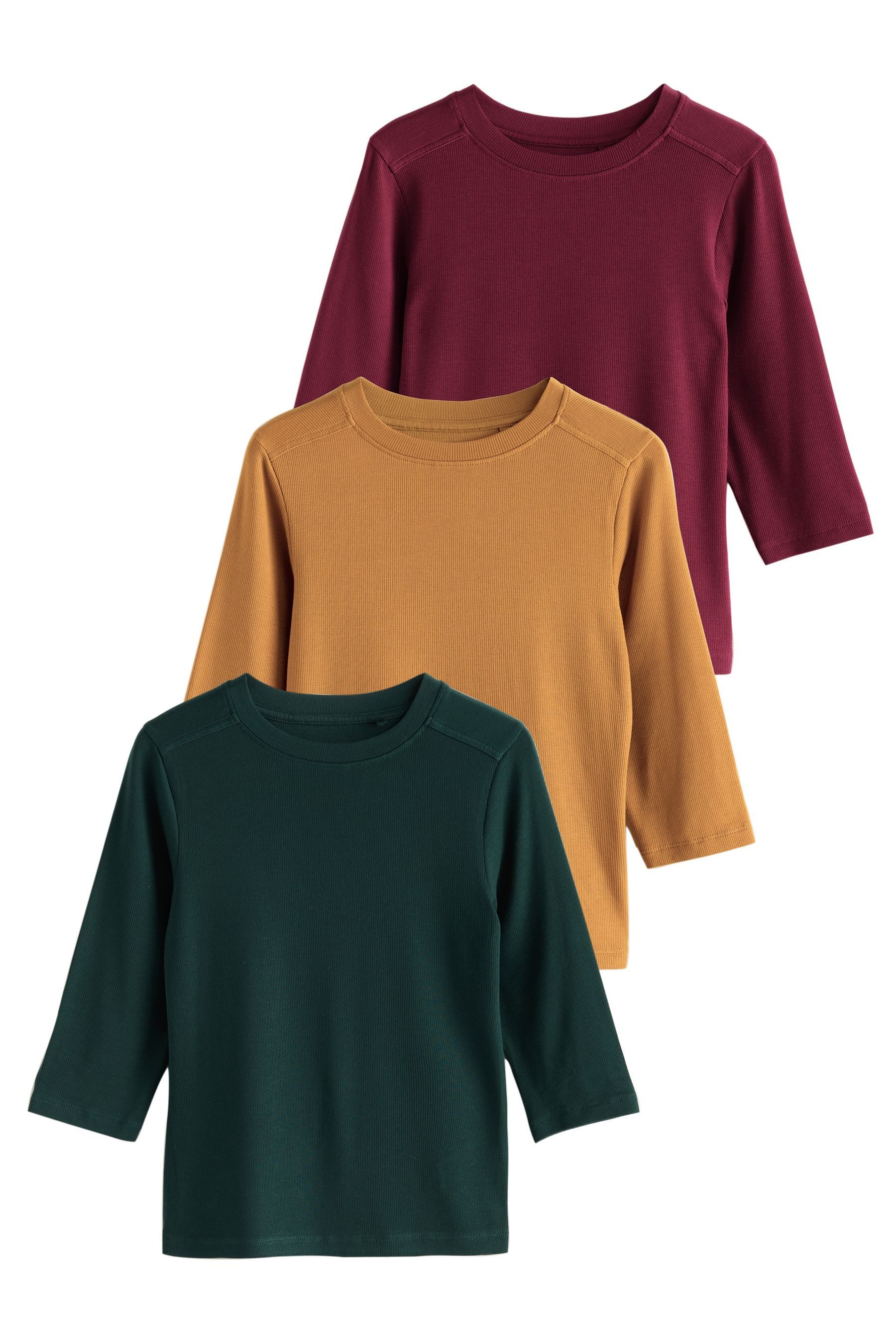 Next Blusenshirt Rundhalsoberteile mit 3/4-Ärmeln, 3er-Pack günstig online kaufen