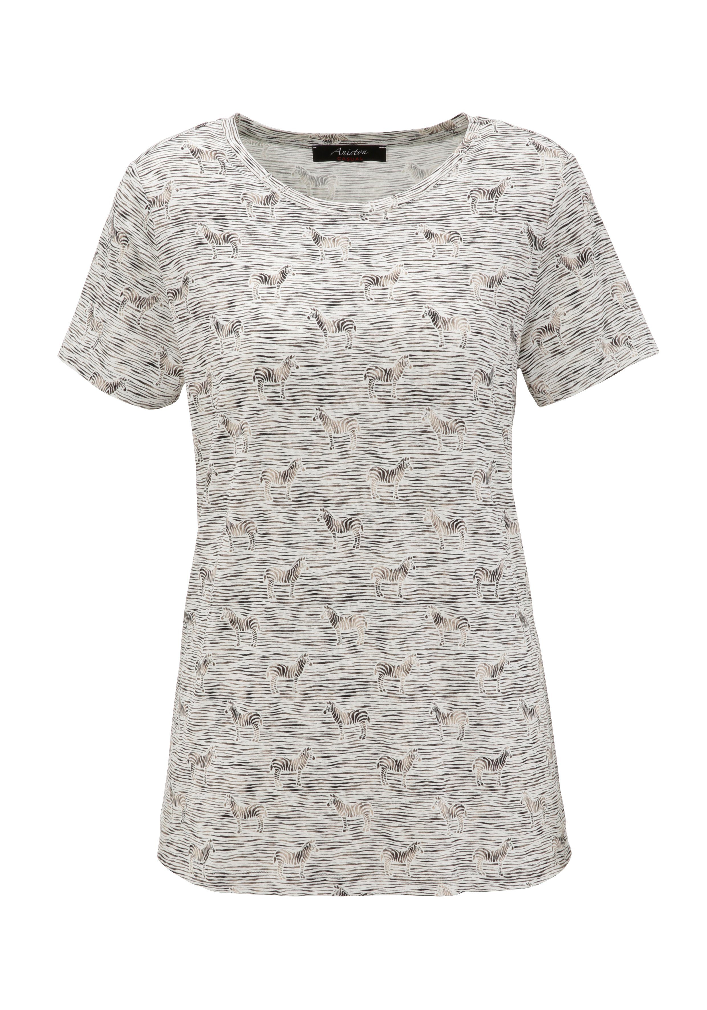 Aniston CASUAL T-Shirt schimmernder Druck mit Zebras Streifen und leicht