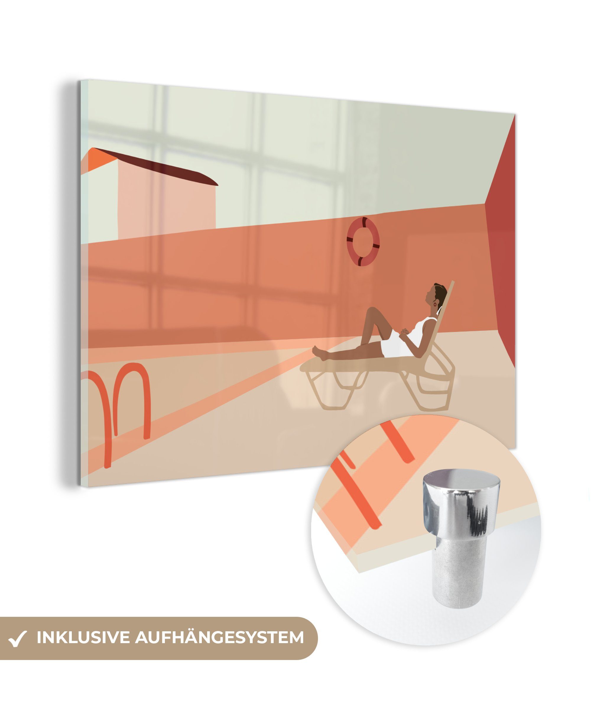 MuchoWow Acrylglasbild Frauen - - Acrylglasbilder Wohnzimmer Pastell, Schlafzimmer & Pool Strandkorb - (1 St)