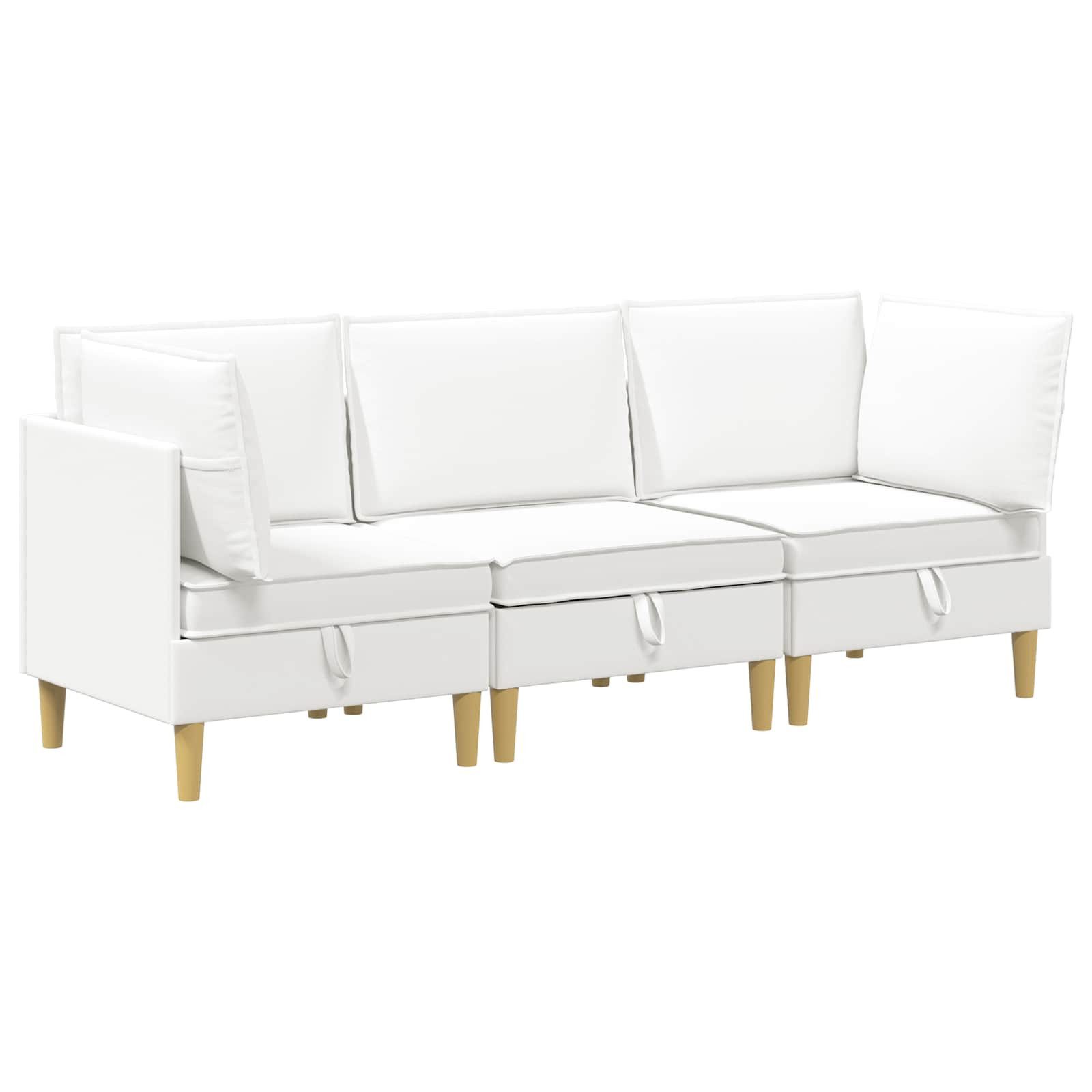 vidaXL Sitzgruppe Modular Sofa Set mit Stauraum 3 stk. Weiß Stoff, (3-tlg)