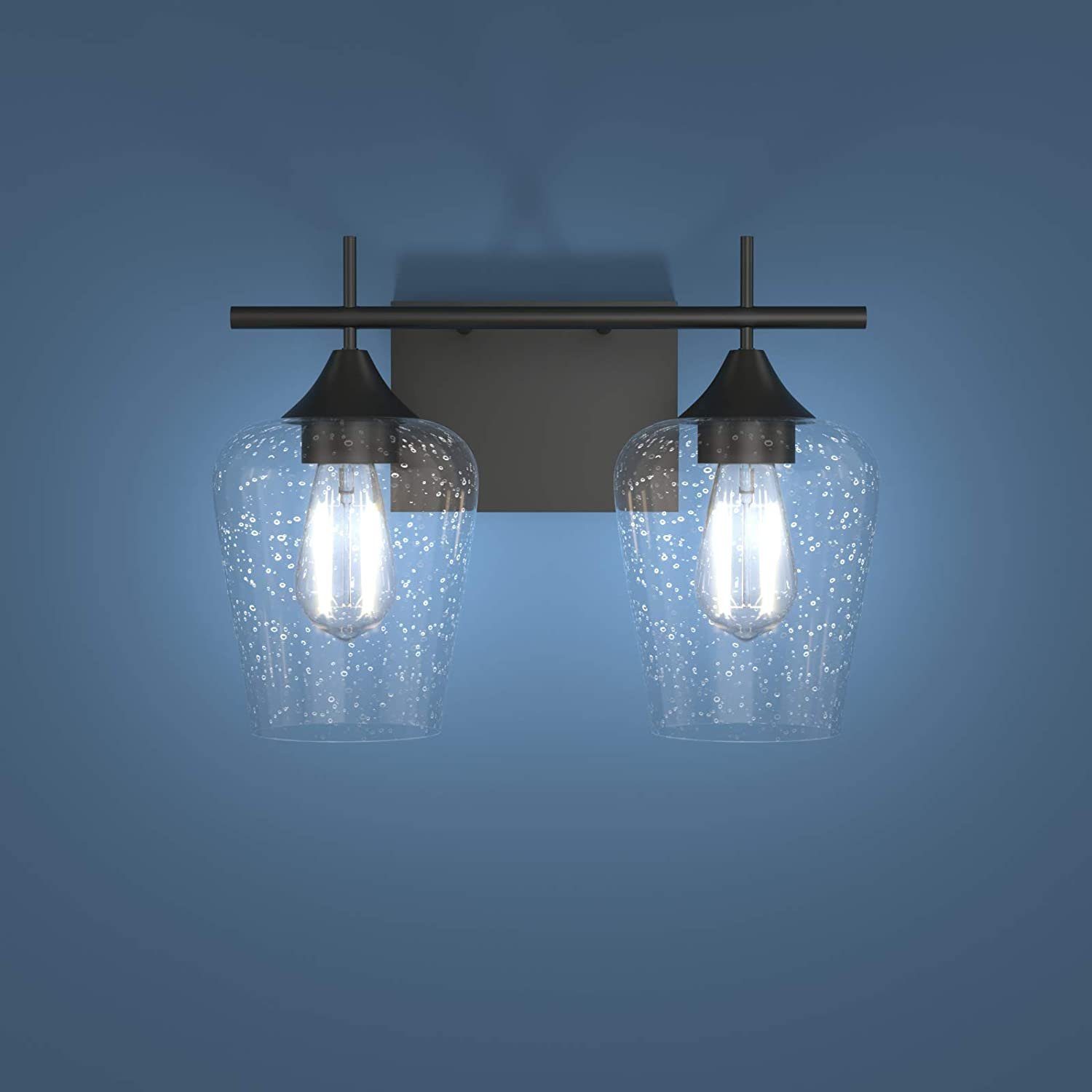 COSTWAY Wandleuchte, ohne Leuchtmittel, 2 Metallbasis, Glas flammig, Lampe