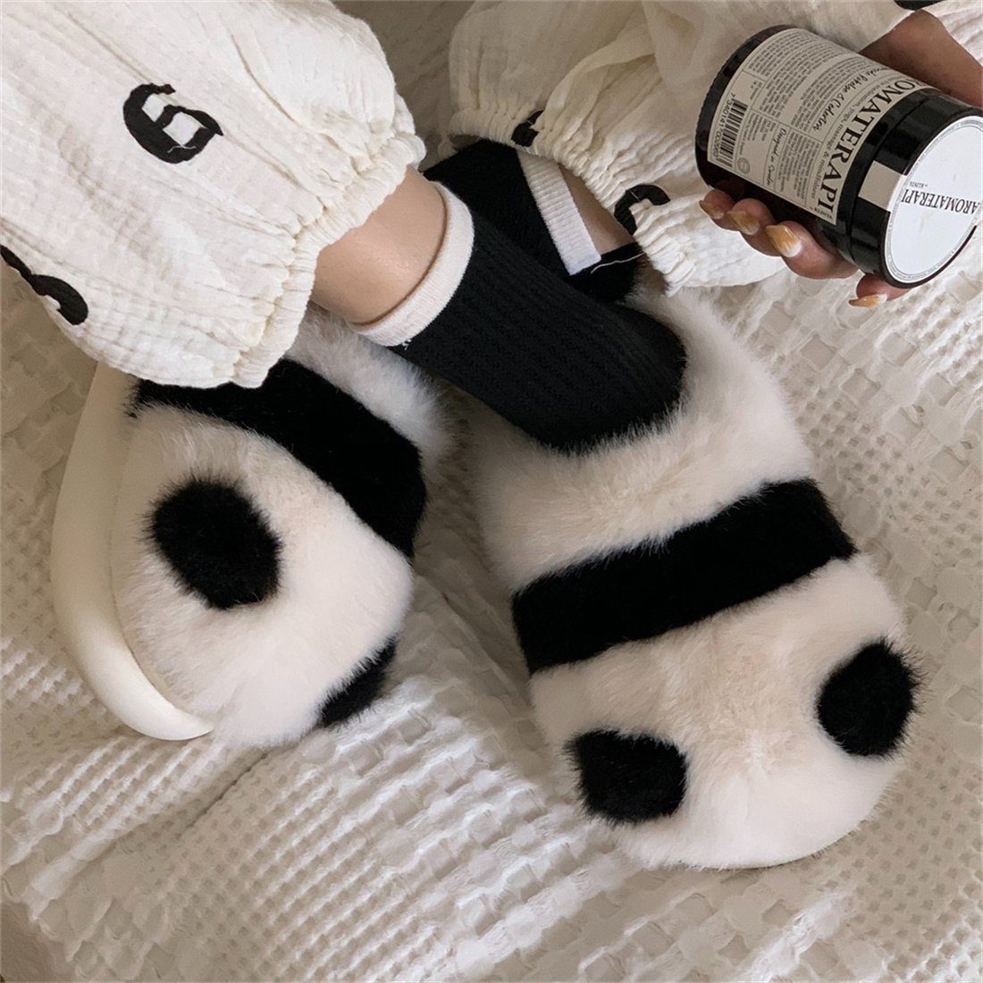 Plüsch Baumwolle Hausschuhe DÖRÖY Warme Plüsch Panda Hausschuhe, Schuhe Baumwolle Winter Damen