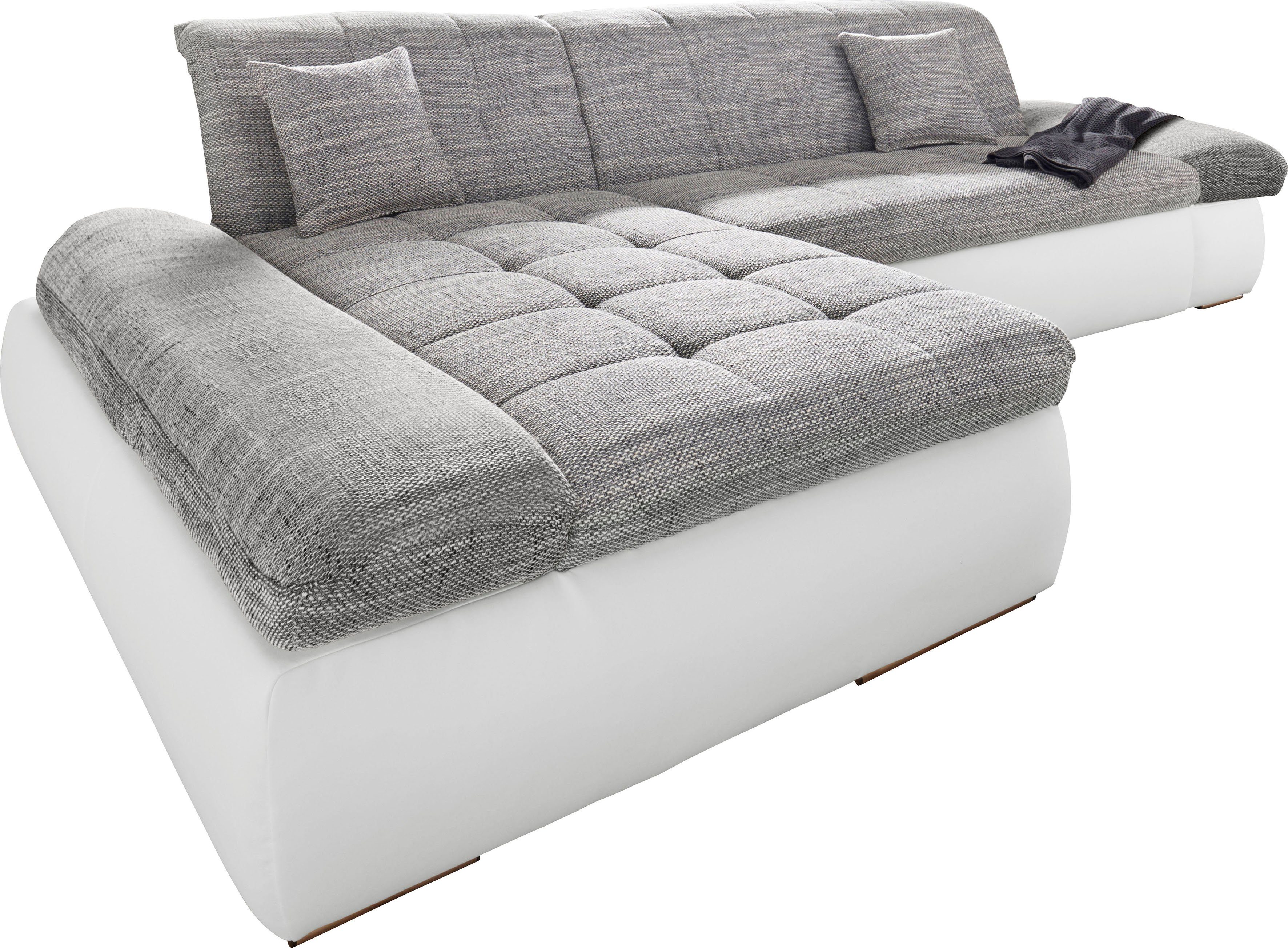 DOMO collection Ecksofa PB Moric wahlweise mit Bettfunktion + Armteilverstellung, L-Form, im XXL-Format, B/T/H:300/172/80 cm, feine Steppung