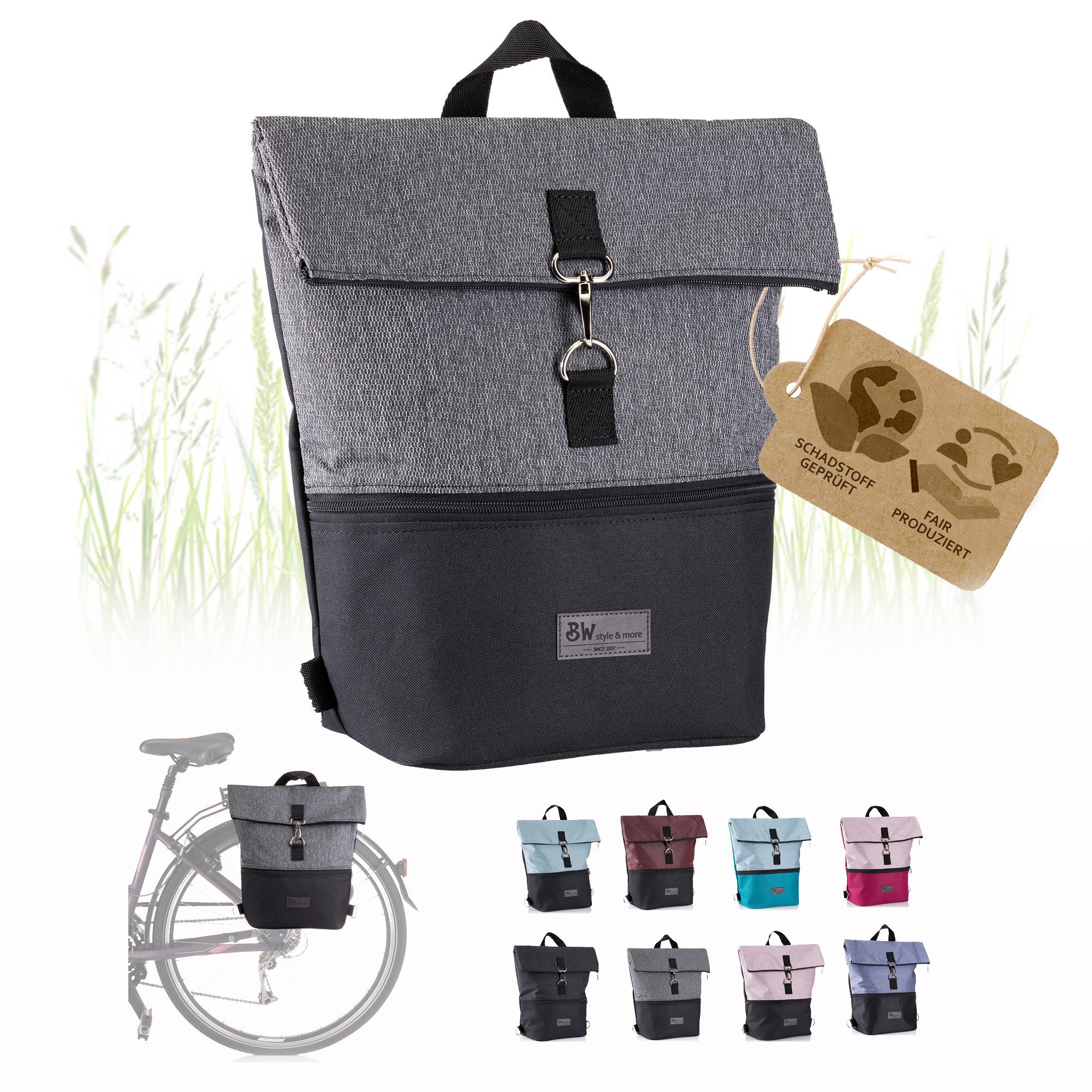 BambiniWelt by Rafael K. Fahrradtasche Fahrradtasche Gepäckträgertasche 2in1 Rucksack 20L M1, Gepäckträgertasche/Fahrradrucksack