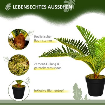 Kunstpflanze künstliche Pflanze, 50 cm, Grün + Schwarz Palme, HOMCOM, Höhe 50 cm, im Kunststofftopf