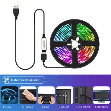 LANOR LED Stripe Lichtleiste,LED-TV-Licht,USB-Schnittstelle,24-Tasten-Fernbedienung