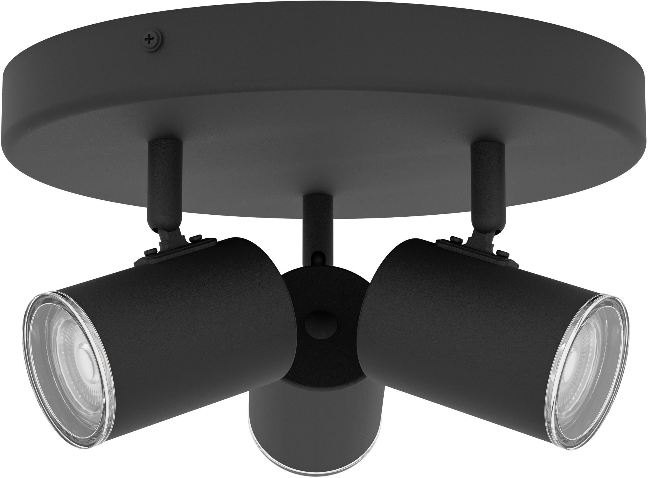 EGLO Deckenspot CONSUMA 1 Spotlampe - Stahl - GU10 - 3X5W - IP44, ohne Leuchtmittel, Wandleuchte, Wandspot, schwenkbar, Strahler, H13 x Ø25 cm