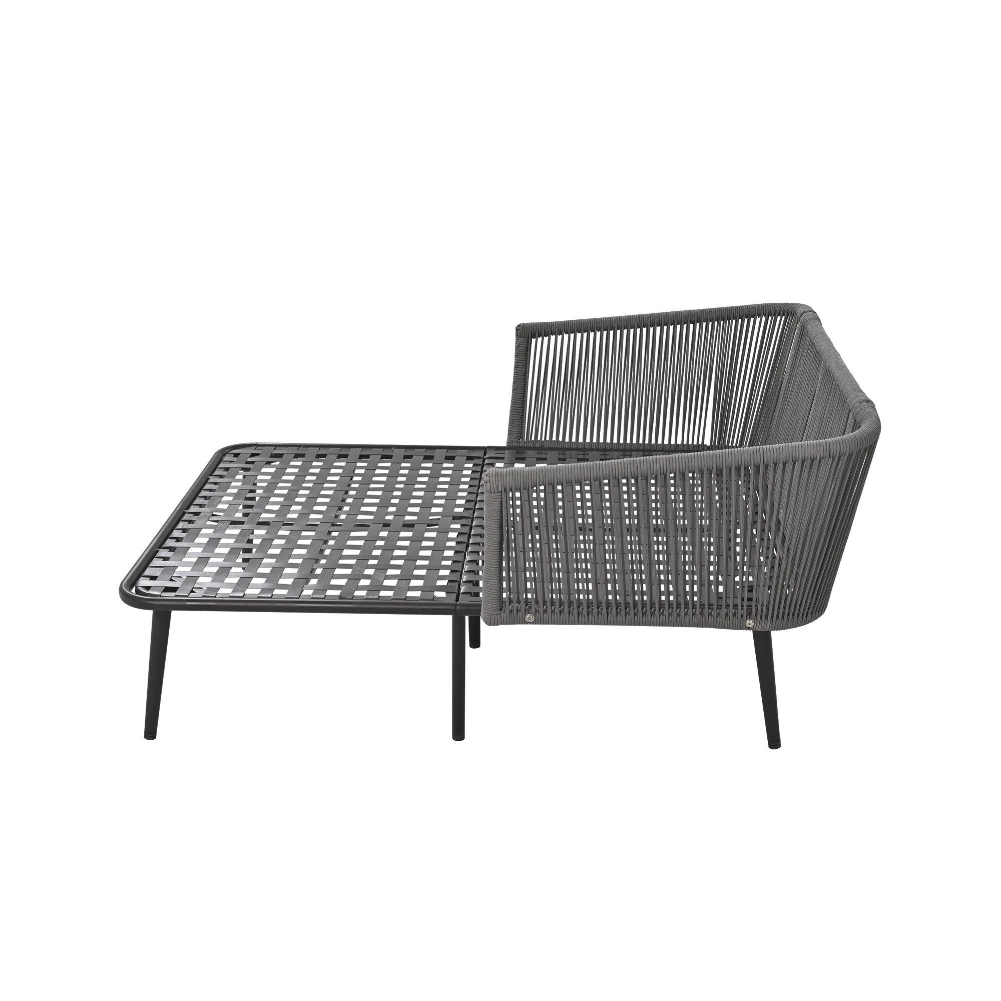 Rolipo Gartenlounge-Sessel Gartensofa Sonnenliege & extra dickem (10cm) abnehmbaren Kissen, handgeflochtenem Seil rostfrei & wetterfest für Garten/Terrasse/Pool