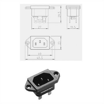 Bachmann Kaltgerätestecker IEC320 C14 Stromadapter, 0 cm, schwarz, Schraubanschluß