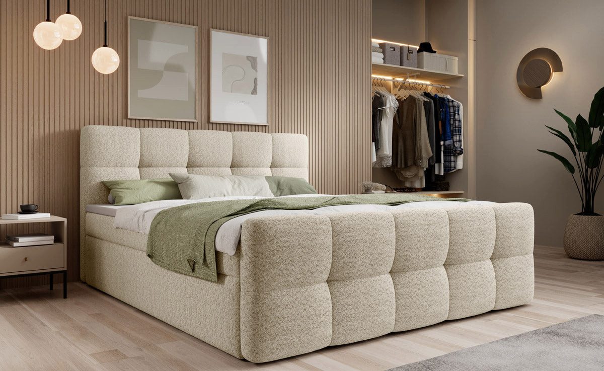 Luxusbetten24 Boxspringbett Cozy Bouclé, inklusive PU-Schaum Topper günstig online kaufen