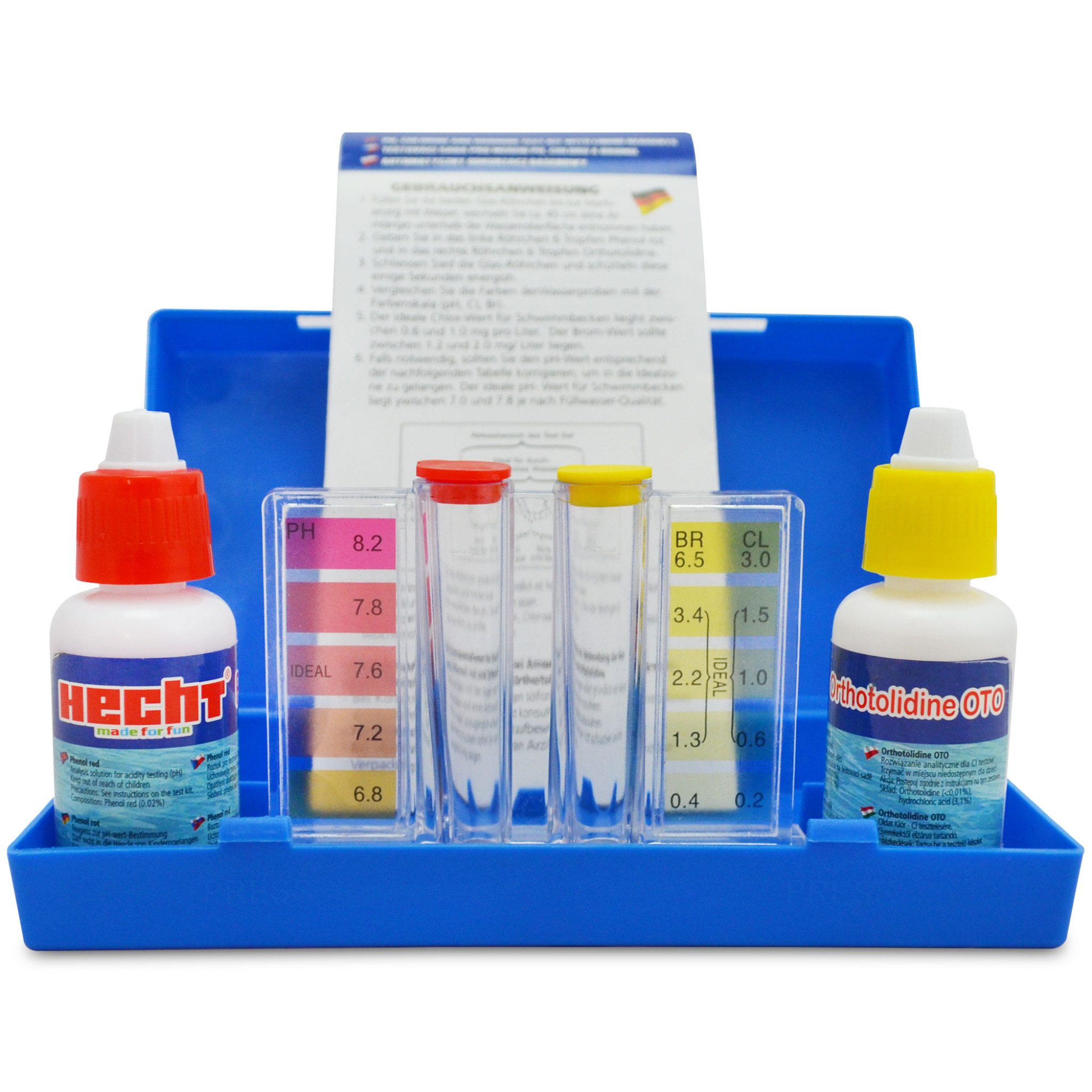 Wasserteststreifen Schütteltest Chlor- und pH-Wert-Test Wassertester mit Box