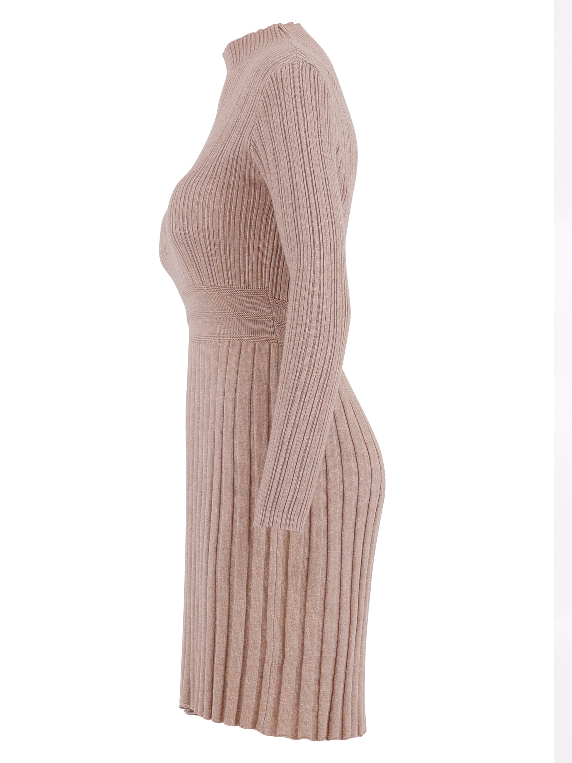 YC Fashion & Style Strickkleid Rippenstrick-Kleid mit Stehkragen – One Size (34–40) in Unifarbe