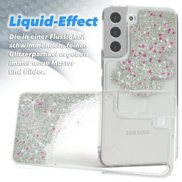 EAZY CASE Handyhülle Liquid Glittery Case für Samsung Galaxy S22 Plus 6,6 Zoll, Kratzfeste Silikonhülle stoßfestes Back Cover Phone Case Etui Silber