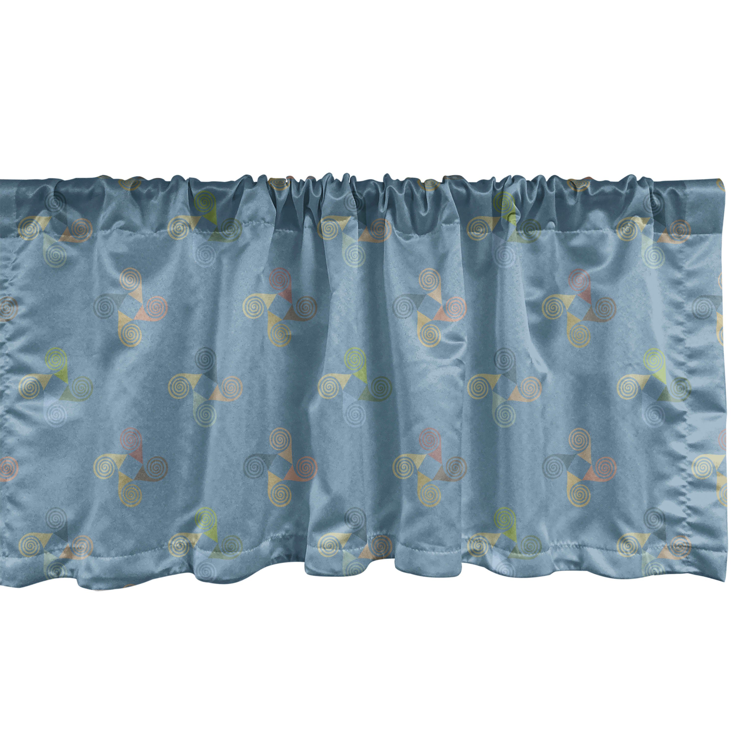 Scheibengardine Vorhang Volant für Küche Schlafzimmer Dekor mit Stangentasche, Abakuhaus, Microfaser, Pastell Spiralformen und Kreise