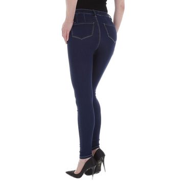 Ital-Design Skinny-fit-Jeans Damen Freizeit Stretch High Waist Jeans in Dunkelblau