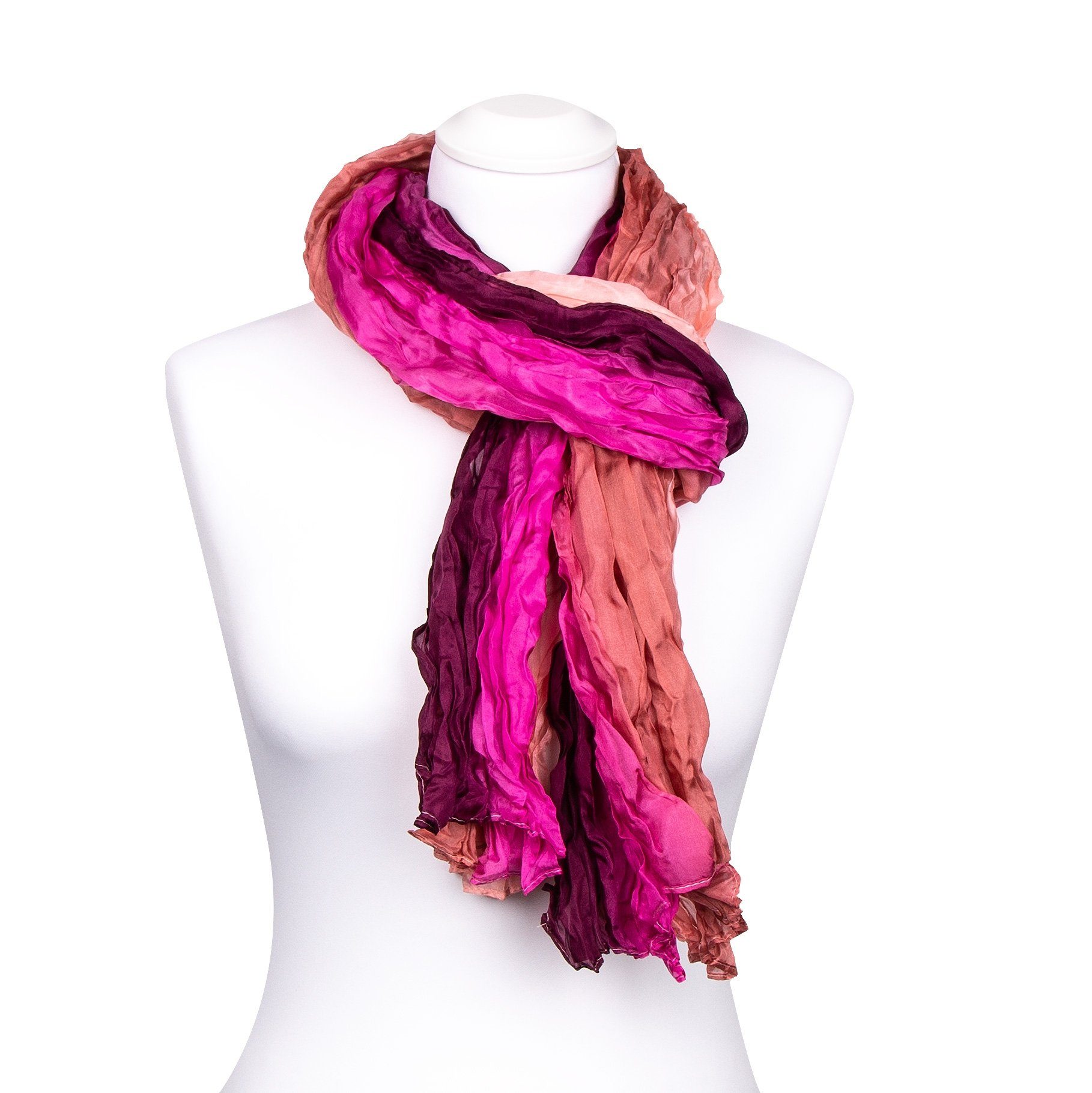 Silkroad Seidenschal Knitterschal Halstuch Schal XXL Farbverlauf Pink