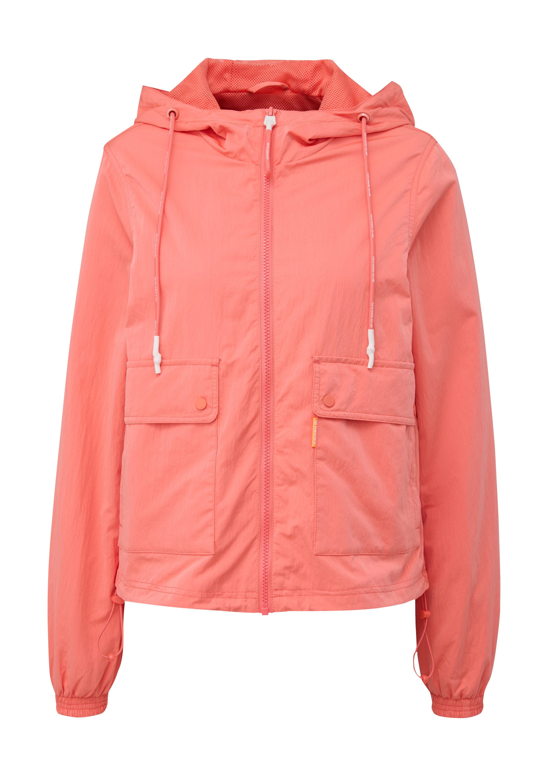 QS Funktionsjacke Outdoor-Jacke Kapuzenjacke mit Crinkle-Struktur