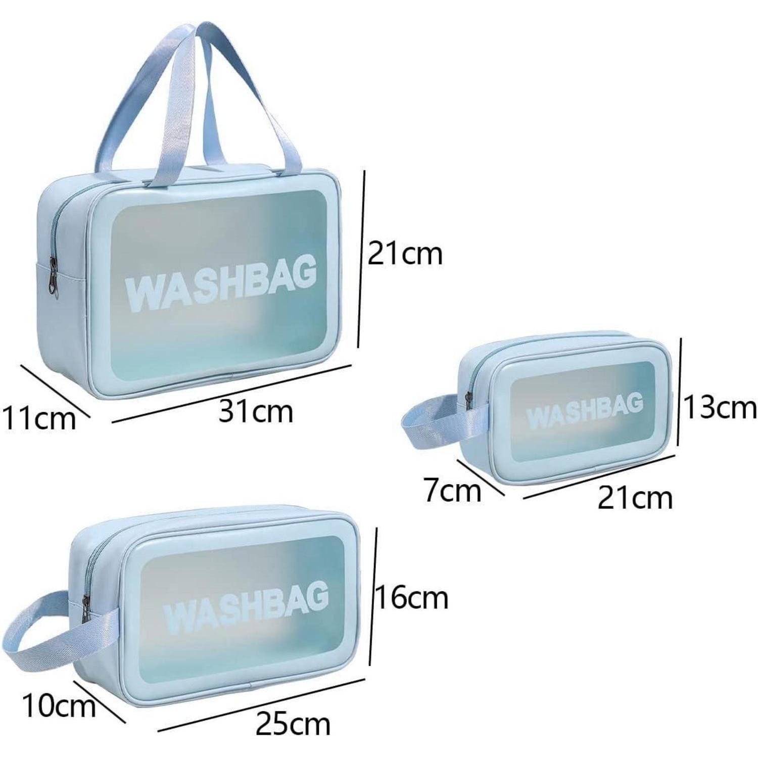 LuxusKollektion Kosmetiktasche Kosmetiktasche Transparent 3er set Wasserdicht Reise Blau