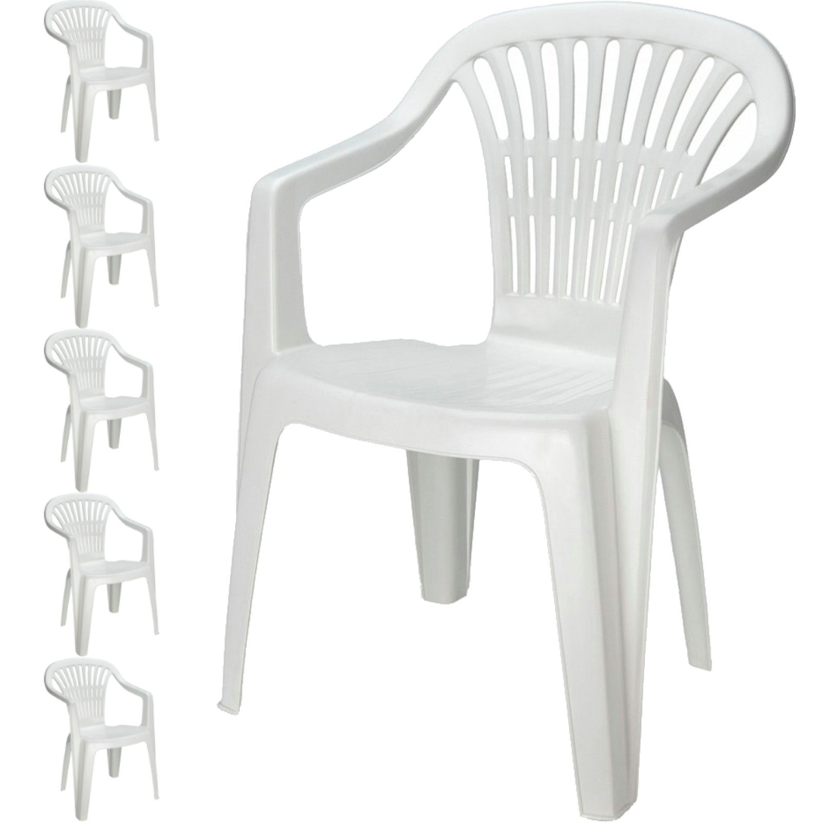 Progarden Stapelstuhl Gartenstuhl Balkonstuhl Bistrostuhl Campingstuhl 84x54x53cm Weiß (6 St), UV-Beständig, Robust, Wetterfest, Made in Italy, Hochwertig