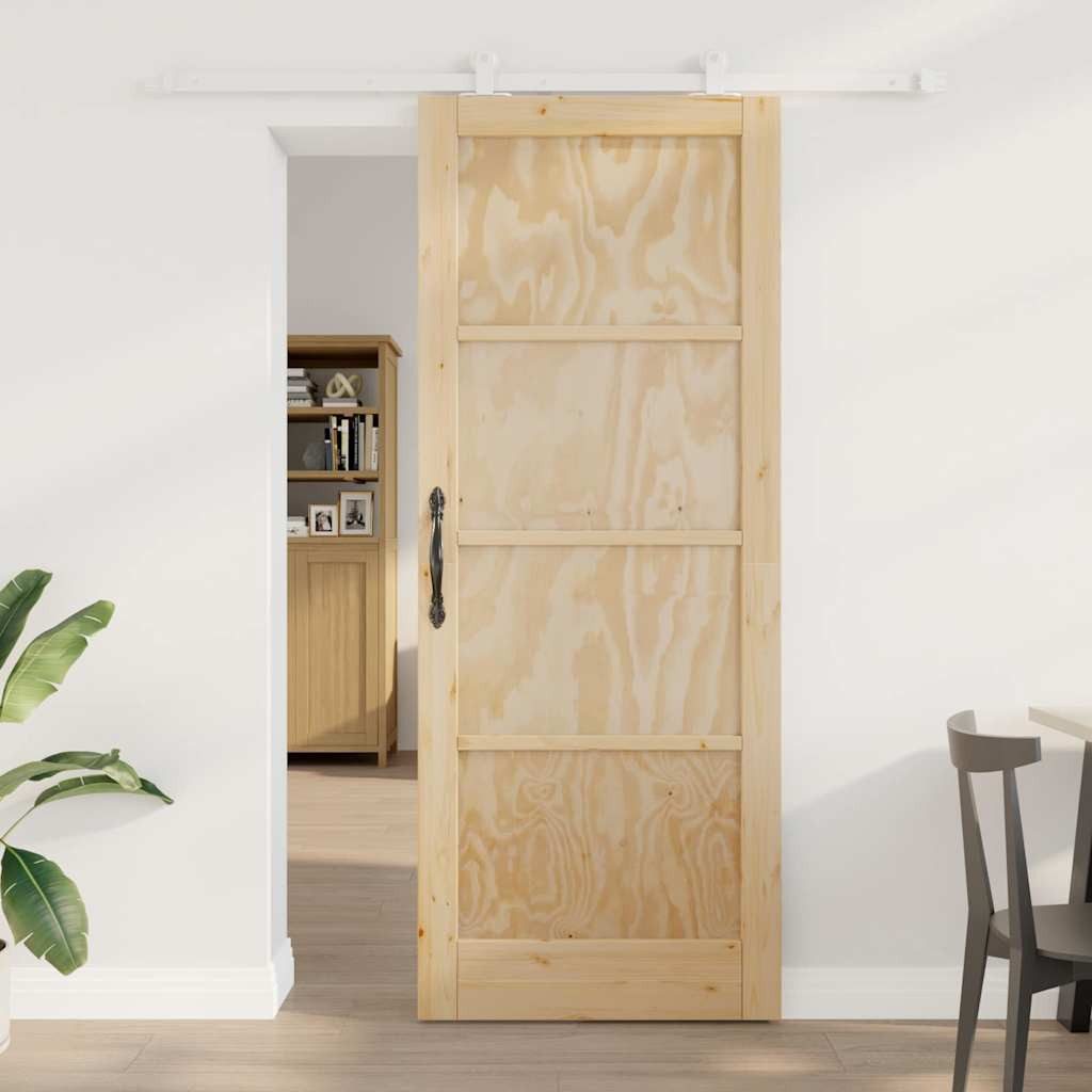 vidaXL Zimmertür Schiebetür mit Montageset 83x211 cm Massivholz Kiefer