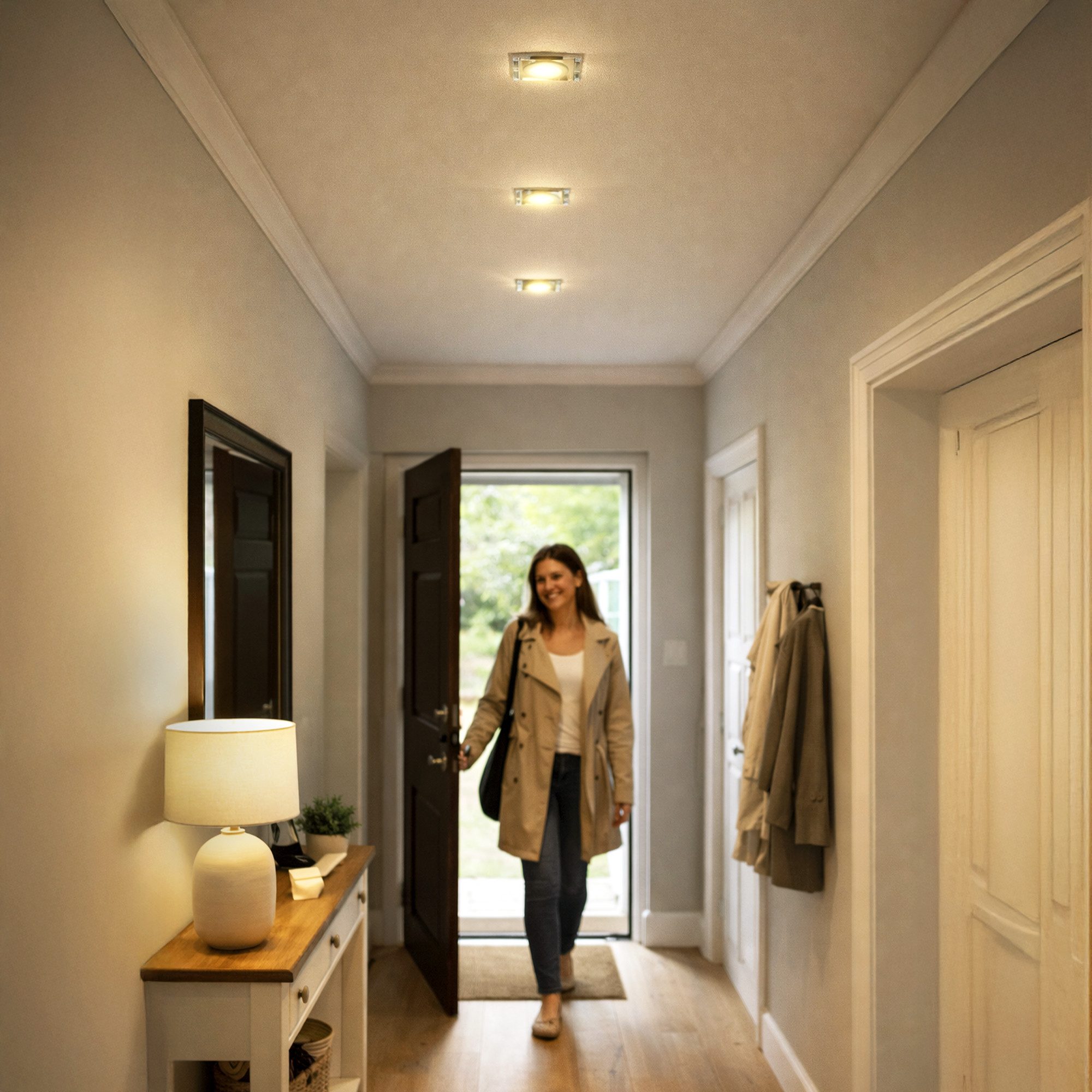 SSC-LUXon LED Einbaustrahler Einbaustrahler ALINA flach dimmbar Glas 6W warmweiß Lampe Spot Leuchte, Warmweiß
