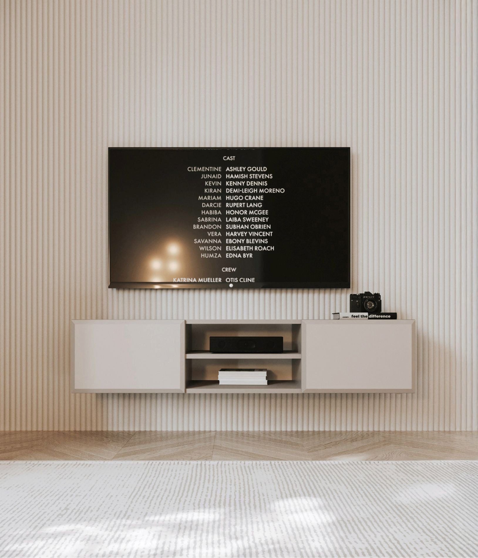 Selsey TV-Schrank CHOCOLATED hängend, 2-türig mit offenem Fach, 137 cm