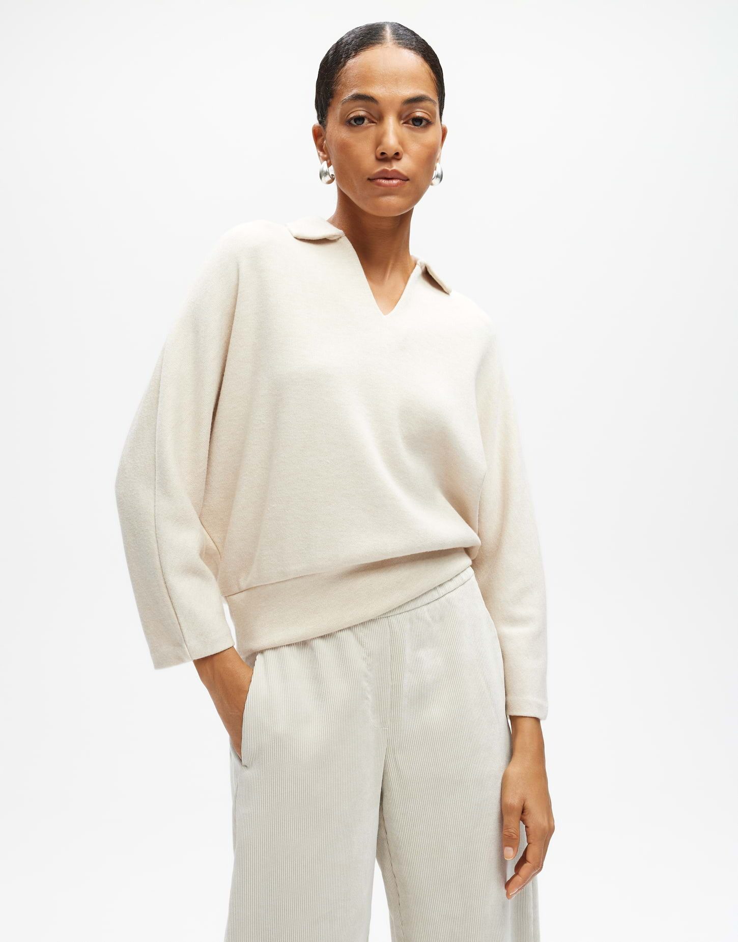someday Sweatshirt ULICA Loose Sweatshirt aus weichem Viskosemix weite Passform, Batwing Fit, Mélange-Effekt