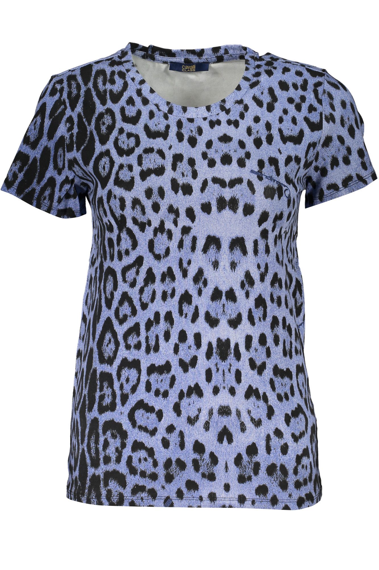 Cavalli Class T-Shirt Damen Kurzarm-T-Shirt Blau mit Muster und Rundhals