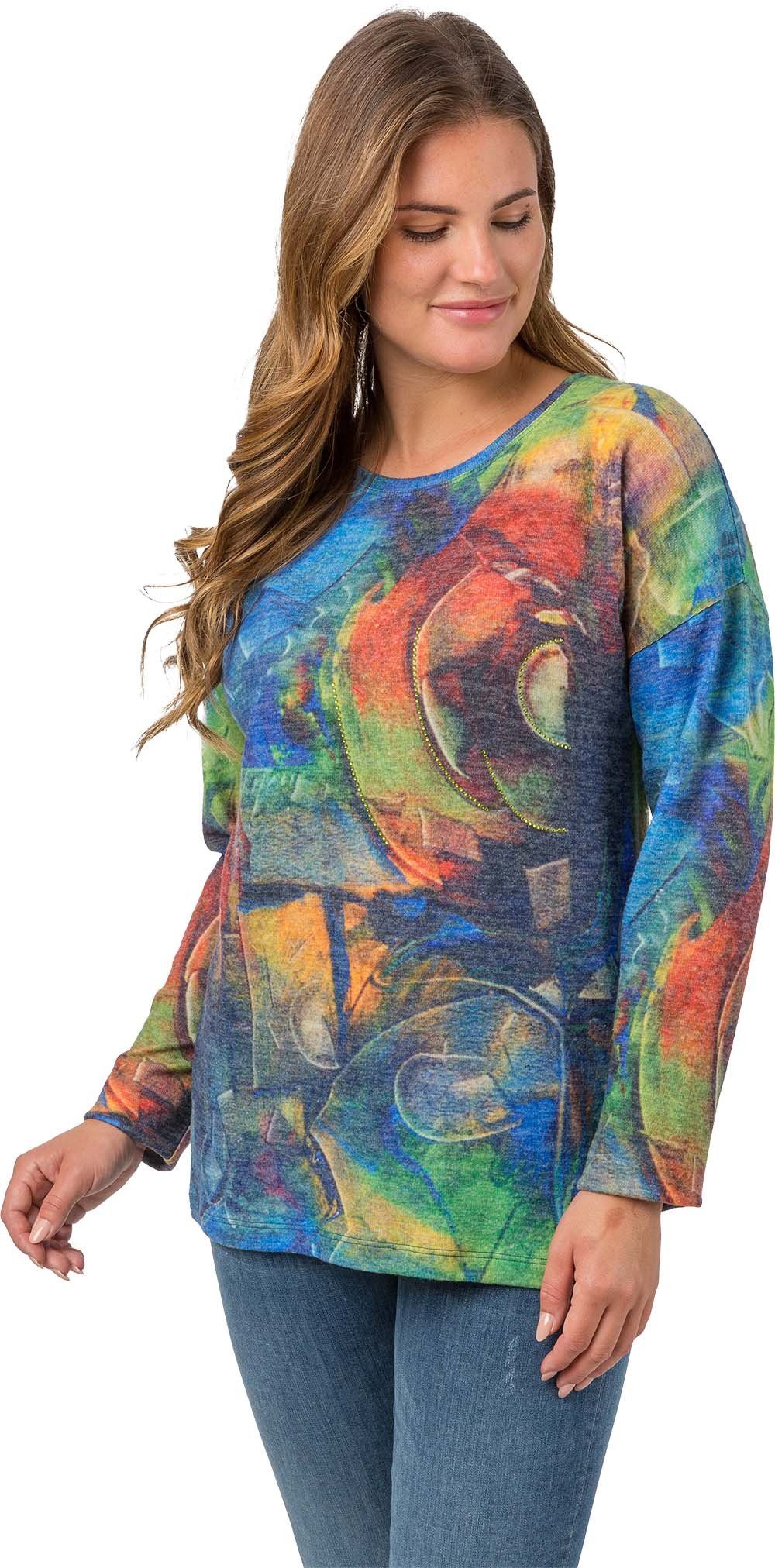 Langarmshirt 186-7620 in frischen Farben und Strasssteinchen