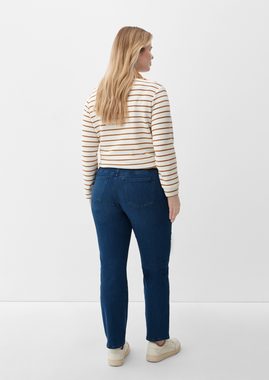 TRIANGLE Stoffhose Jeans / Slim Fit / Mid Rise / Slim Leg / doppelter Bund Waschung, Stickerei