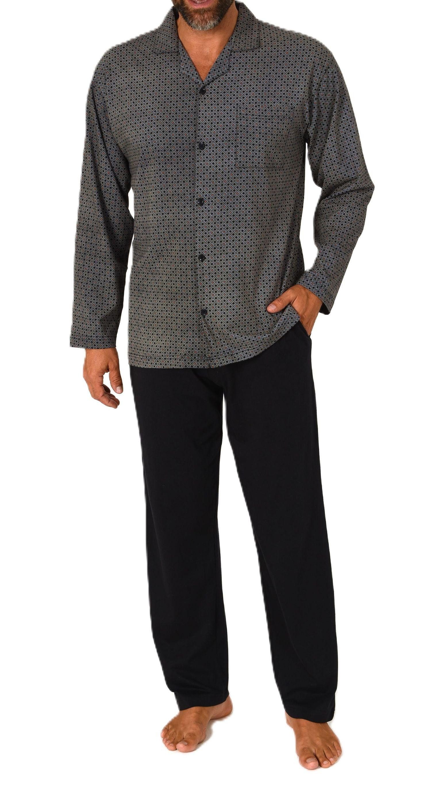 Normann Pyjama Herren Langarm Schlafanzug zum durchknöpfen, auch in Übergrö günstig online kaufen