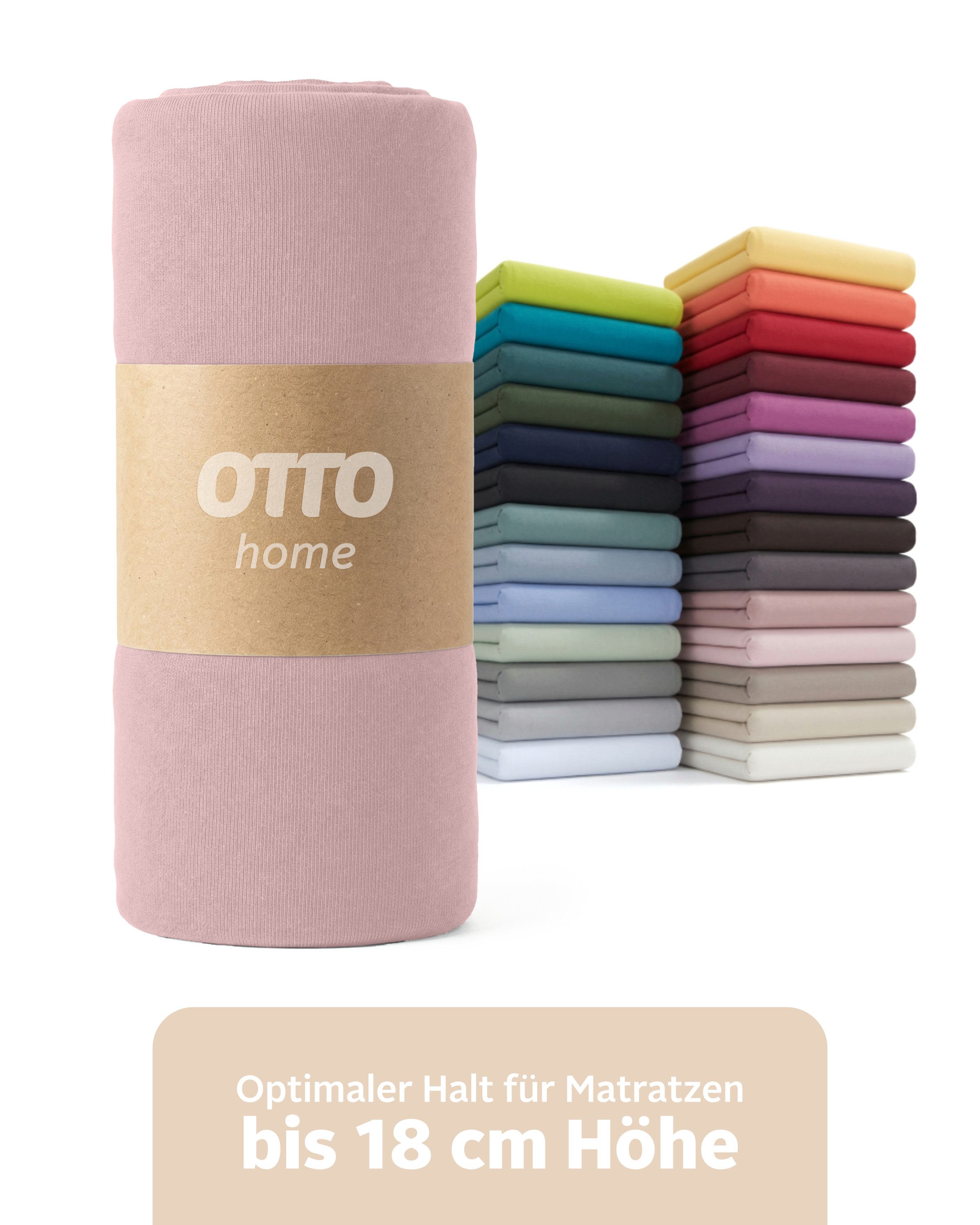 OTTO home Spannbettlaken Physalis Basic und PREMIUM Qualität, 100% Baumwolle, Jersey und Biber, Jersey (110 g/m), Gummizug: rundum, (2 Stück), Bettlaken für Matratzen bis 18 cm Höhe, Spannbetttuch, Laken