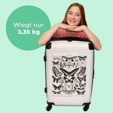 NoBoringSuitcases.com© Koffer Schmetterling - Vintage - Insekten - Zeichnung - Kunst 67x43x25cm, 4 Rollen, Mittelgroßer Koffer für Erwachsene, Reisekoffer