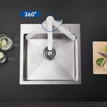 AuraLum pro Spültischarmatur Hochdruck Küchenarmatur Edelstahl Küche Wasserhahn 360° Schwenkbar